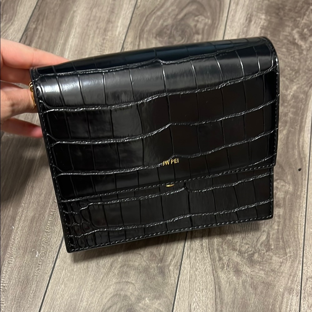 Black Crocodile-Embossed mini purse